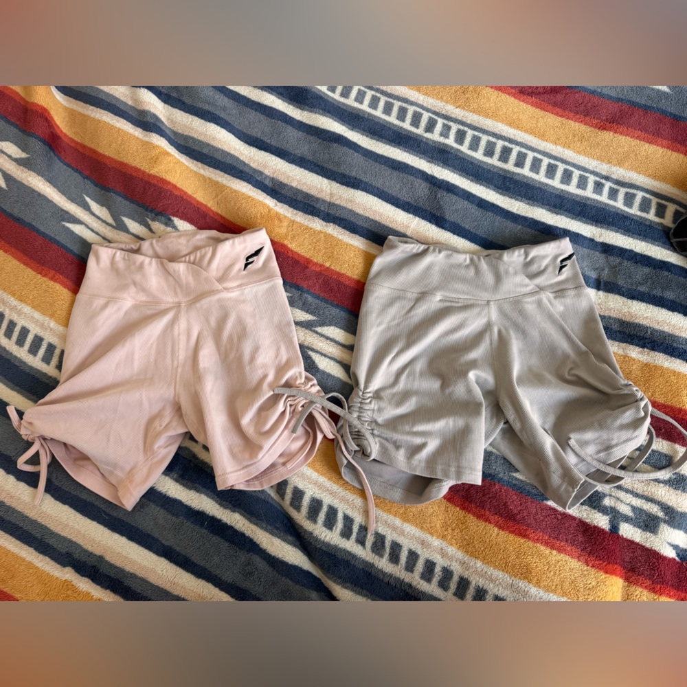 Flag Nor Fail Women's Ribbed Shorts in Light Pink and Light Gray